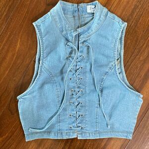 🔥3/$20🔥 Denim Blvd denim cropped vest top size XS